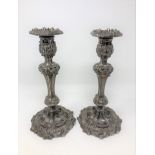 A large pair of George IV ornate silver candlesticks with sconces, John Watson, Sheffield 1821,