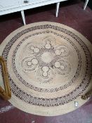 A seagrass circular rug.