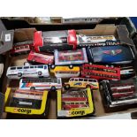 A crate of Corgi and other die cast