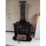 A cast iron log burner with flue