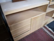 A three section beech office cabinet