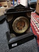 A Victorian marble and slate mantle clock