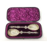 A good pair of cased Victorian silver gilt apostle spoons, Charles Boyton,