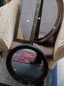 Two Edwardian mirrors together with a brass mirror