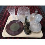 A tray of crystal vase and goblet, Stuart crystal,