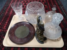 A tray of crystal vase and goblet, Stuart crystal,