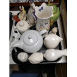 A tray of ceramics, Aynsley vase,