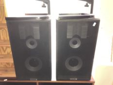 A pair of Dantax speakers on stands.
