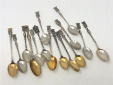 Assorted French silver and silver gilt town and other spoons.