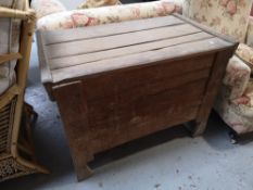 An antique rustic storage box