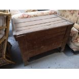 An antique rustic storage box