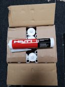 A box of Hilti white fire stop acrylic sealant