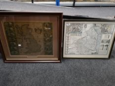 A hand coloured map - Scotland together with another map of the British isles