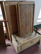 A 19th century dismantled pine wardrobe with a drawer.