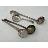 Four Georgian/Victorian silver sifting spoons,