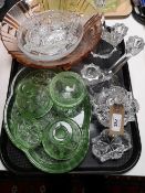 A tray of crystal dressing table items,