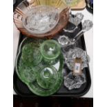 A tray of crystal dressing table items,