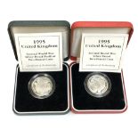 Two silver proof two-pound coins, 50th Anniversary of the End of The Second World War,