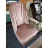 A 1920's side chair in pink dralon