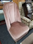 A 1920's side chair in pink dralon