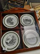 A set of four Canterbury collection plates in display case depicting Wallsend