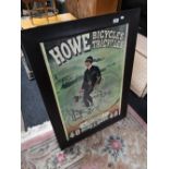 An oak framed advertising picture - Howe bicycles and tricycles