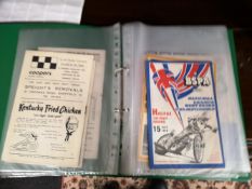 A folder of speedway programmes,