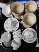 A tray of Colclough tea china and soup cups