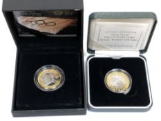 Two silver proof two-pound coins, 2008 Olympic Games and Rugby World Cup 1999,