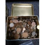 A tin of coins,