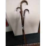 Four walking canes (some with silver mounts)