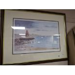 A limited edition signed colour print by Tom Finch depicting coastal view