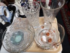 A tray of crystal and glass