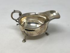 A large silver sauce boat on hoof feet, Birmingham marks CONDITION REPORT: 277g.