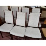 Set of six contemporary mahogany dining chairs.