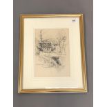 George Edward Horton (1859 - 1950) : Whittle Mill, Prudhoe on Tyne, pencil, signed, 26 cm x 18 cm,