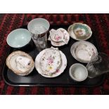 A tray of commemorative glass 1937 beakers, decorative china,