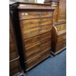A nineteenth century mahogany seven drawer chest