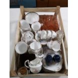 A crate of tea china,