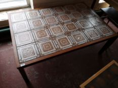 A mid century tiled topped Scandinavian low table.