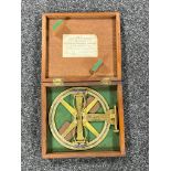 An antique brass surveying instrument by J and W Archbutt in fitted box