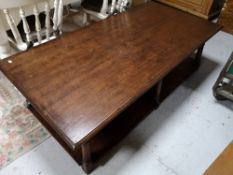 A heavy quality reproduction oak low table with undershelf