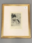 George Edward Horton (1859 - 1950) : Finsbury Park, drypoint etching, signed in pencil,