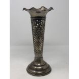 A large antique pierced silver vase, height 28cm.
