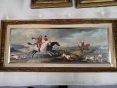 A gilt framed colour print - Hunting scene