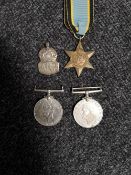 Two Second world war defence medals together with a further Air Crew star and ARP badge