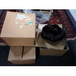 Three boxes of lady's hats