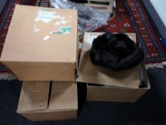 Three boxes of lady's hats