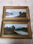 Twentieth century school - a pair of oil paintings on boards depicting woodland landscapes