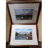 Three colour prints signed by I Lindsay depicting North East landscapes